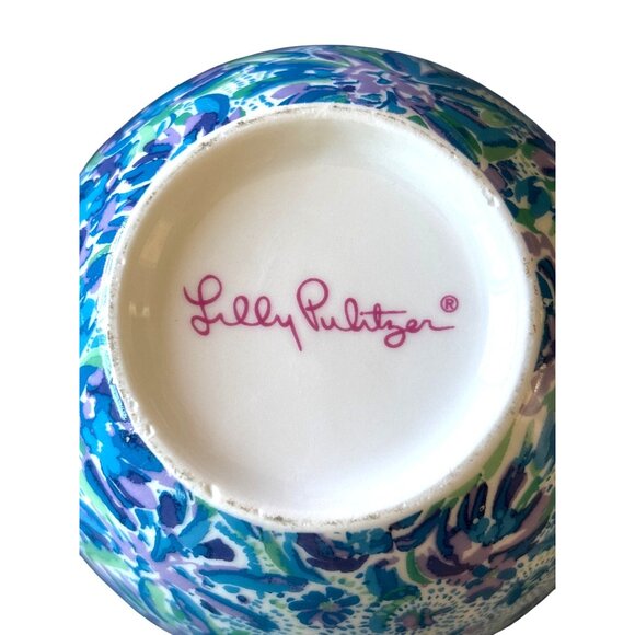 Lilly Pulitzer Coffee Cup Mug Hidden Lions Floral Blue Green Purple 3.25" X 4.25 - Picture 7 of 7